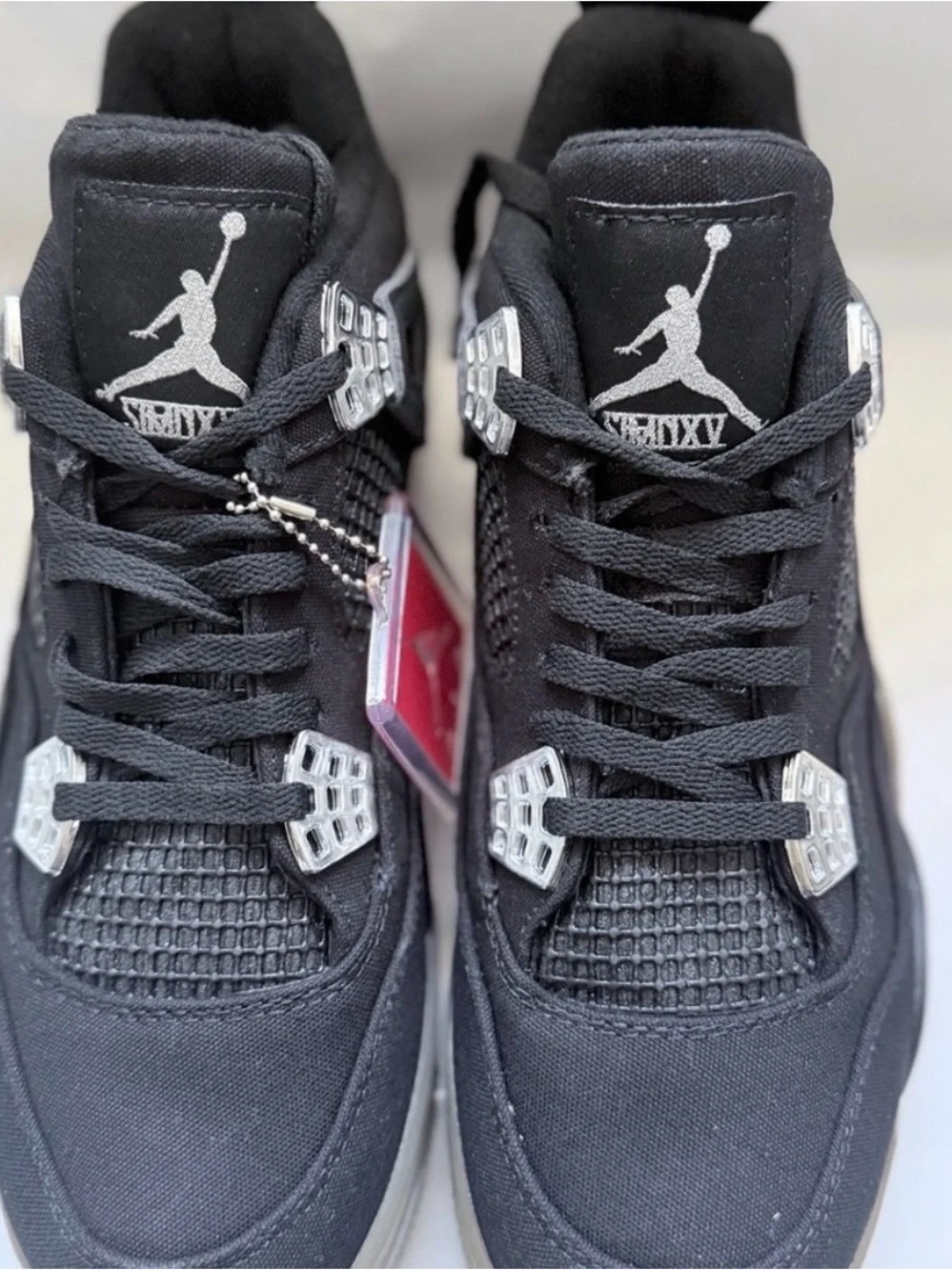 Jordan Black Canvas Retro Sneakers with Silver Accents